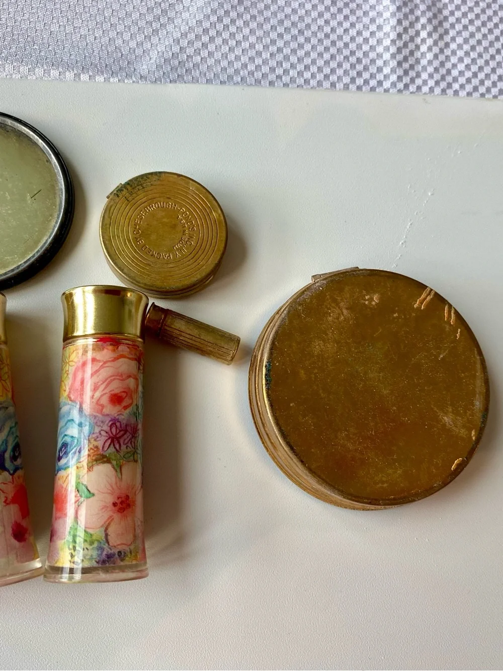 Vintage Floral Lipstick Tubes with Ponds Compact